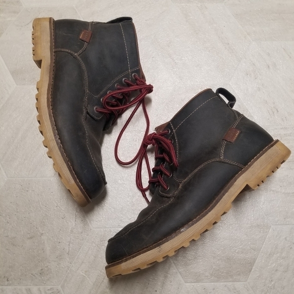 KEEN The 59 Black Oiled Leather Lace-up Hiking Work Moc Toe Boot Mens 9M - Picture 4 of 9